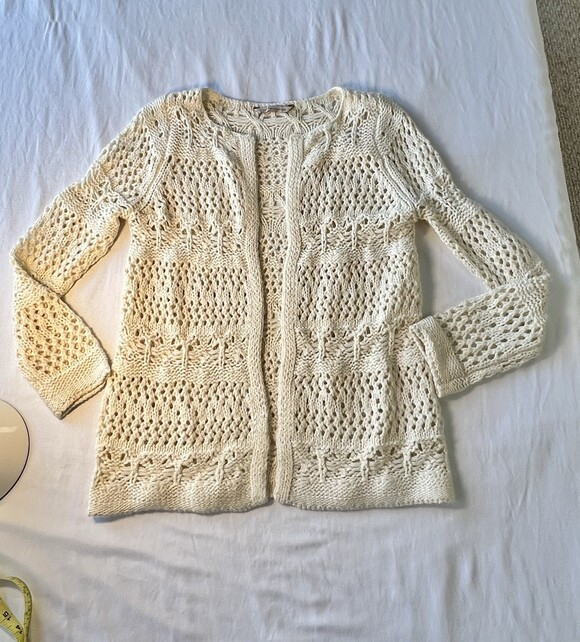 Soft Surroundings Sweaters - Soft Surroundings Open Weave Cardigan Sweater Shrug Beige S Classic Cottage Boho